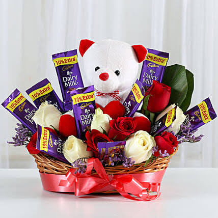Flowers Chocolates and Teddy