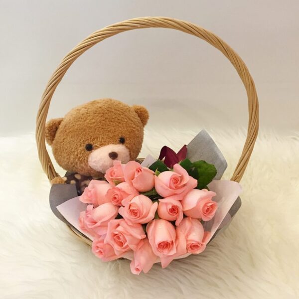 Floral Bear birthday flowers for girlfriend