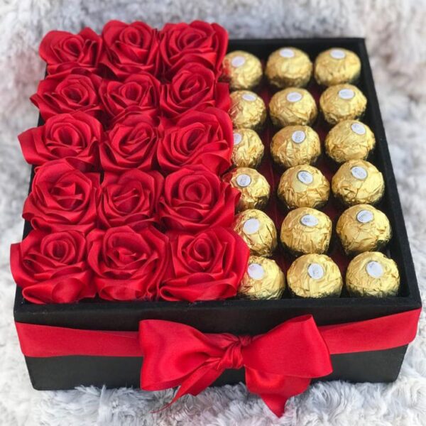 Box of Red Roses with Ferrero Rocher Hamper