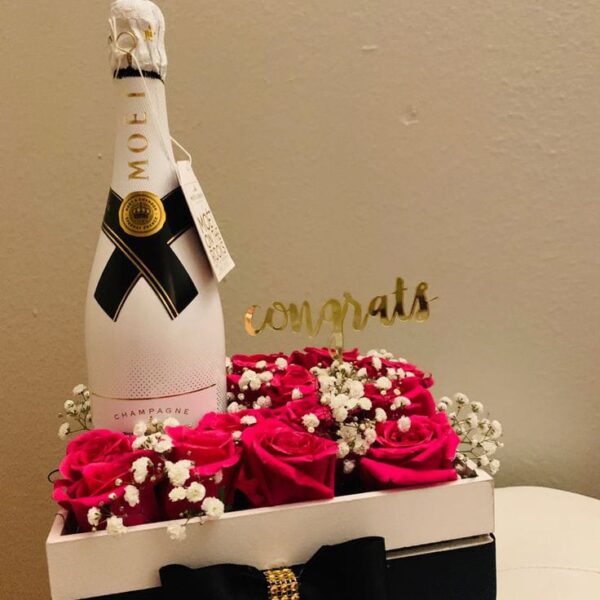 Congrats Flowers with Moet