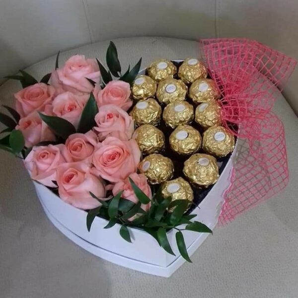Pink roses with Ferrero Chocolate