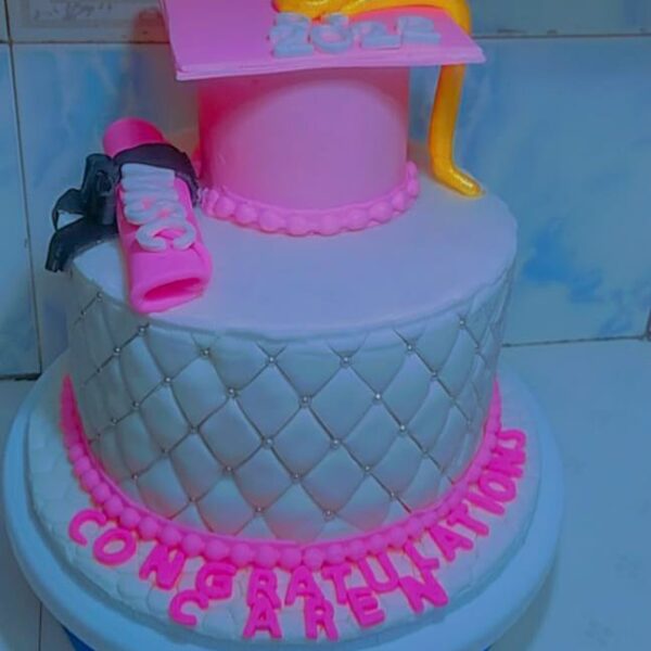 Pink Themed Graduation Cake.