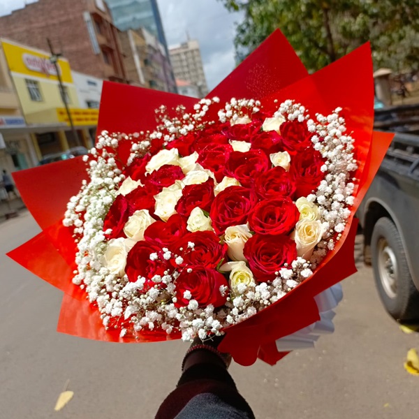 Shop red and white flowers