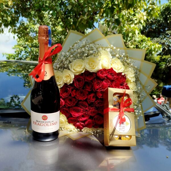 Flowers, Chocolate and Wine Hamper